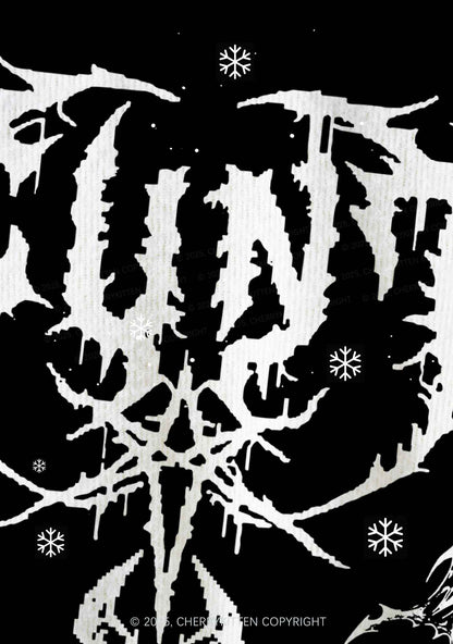 Black Punk Cxxt Y2K Christmas Cardigan Knit Sweatshirt Cherrykitten