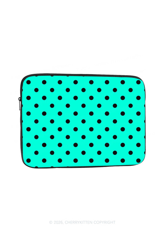 Black Dots On Mint Green Y2K Laptop Sleeve Cherrykitten