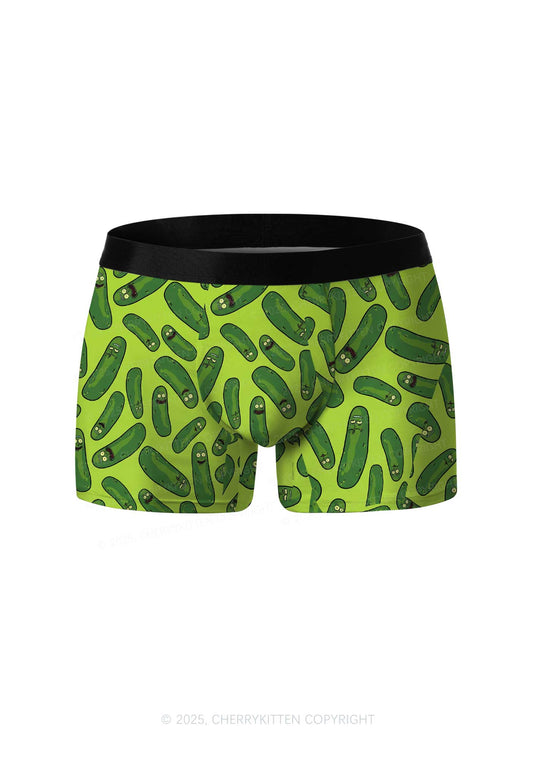 Green Pickles Y2K Print Men Boxer Briefs Cherrykitten