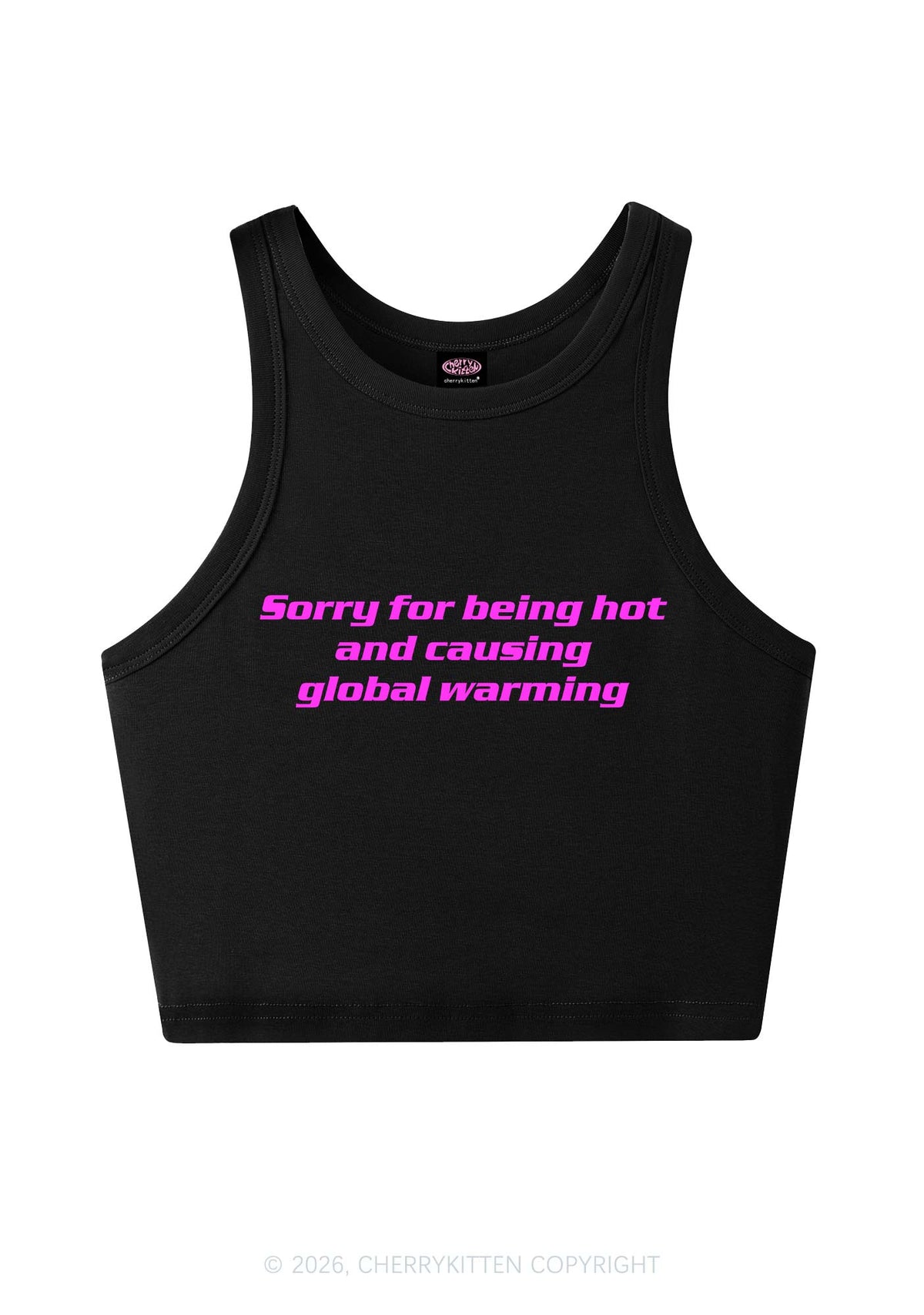 Sorry For Causing Global Warming Y2K Crop Tank Top Cherrykitten