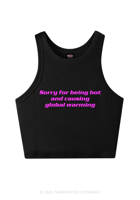 Sorry For Causing Global Warming Y2K Crop Tank Top Cherrykitten