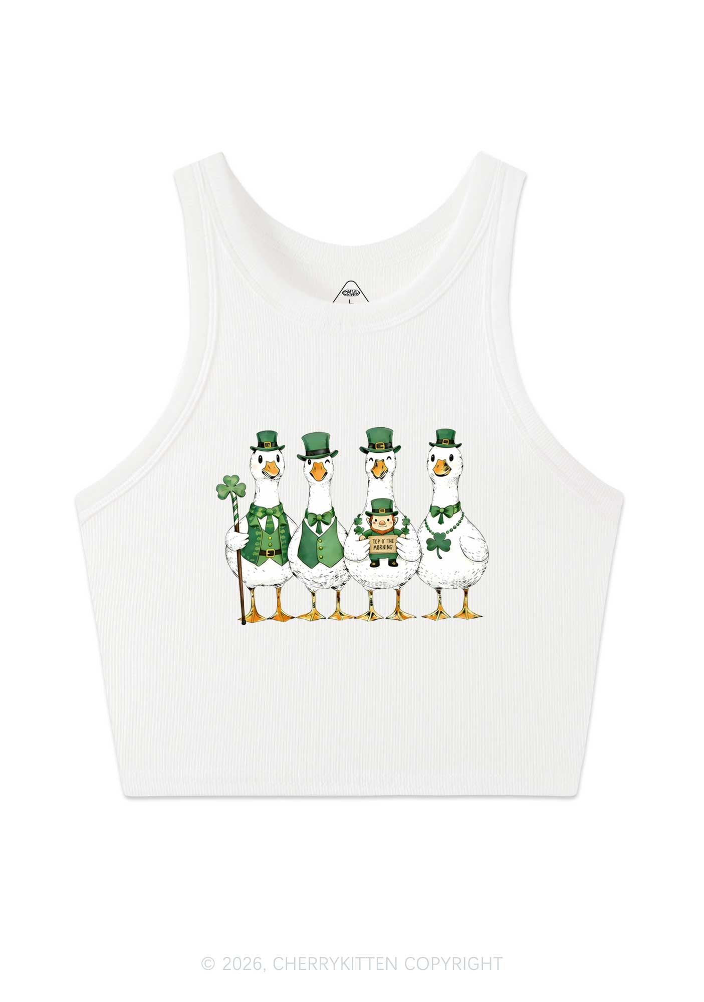 Irish Goose Gang St Patricks Y2K Crop Tank Top Cherrykitten