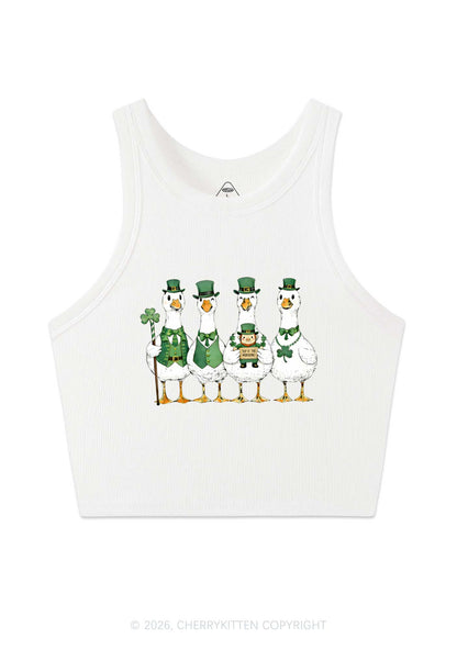 Irish Goose Gang St Patricks Y2K Crop Tank Top Cherrykitten