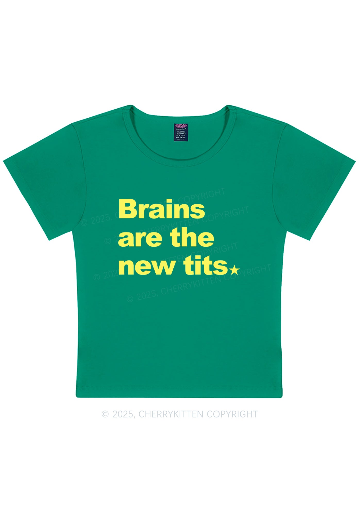 Brains Are New Txts Y2K Baby Tee Cherrykitten