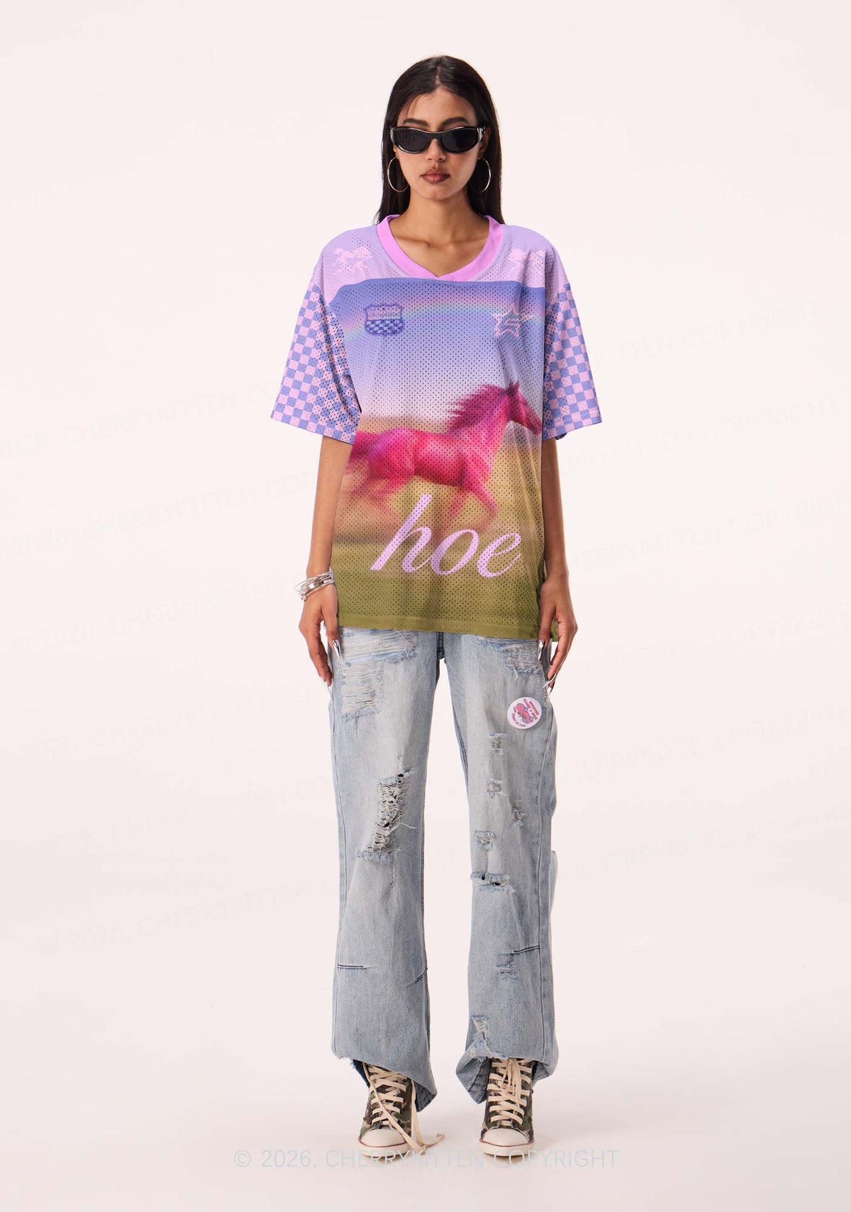 Red Horse Hoe Y2K Sport Jersey Shirts Cherrykitten
