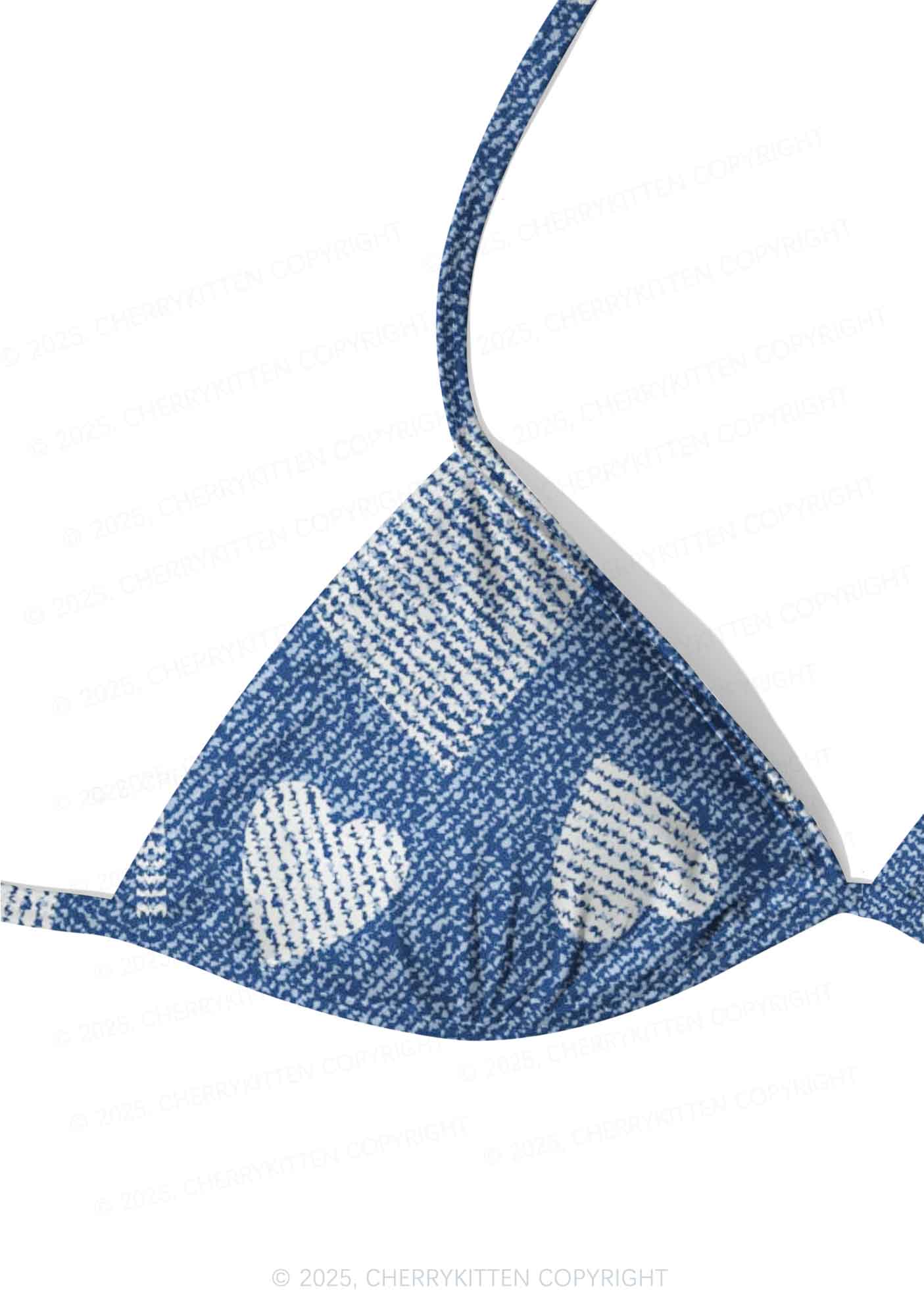 Denim Heartbeat Y2K Print Bikini Set Cherrykitten