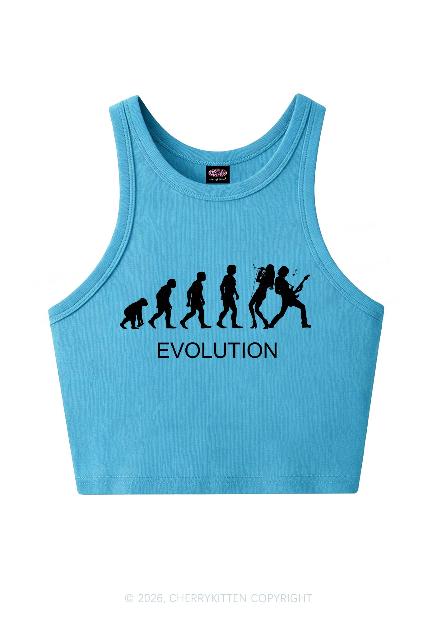 Evolution Rock Band Y2K Crop Tank Top Cherrykitten