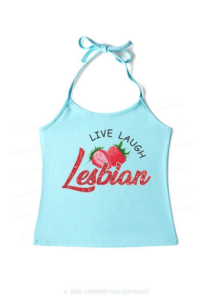 Live Love Lesbian Pride Y2K Halter Neck Cami Cherrykitten