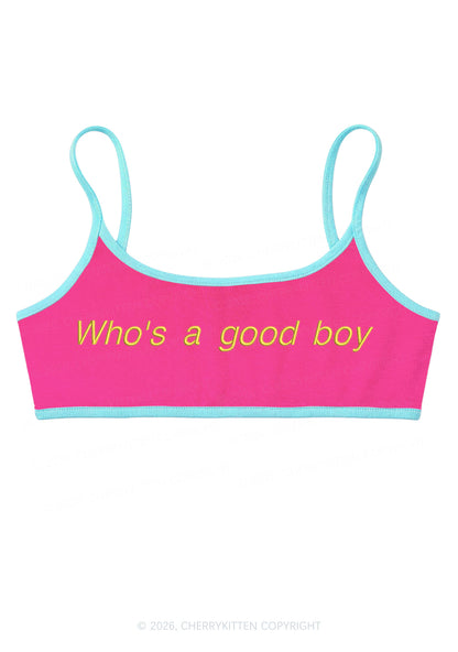 Embroidered Whos A Good Boy Y2K Super Crop Cami Cherrykitten