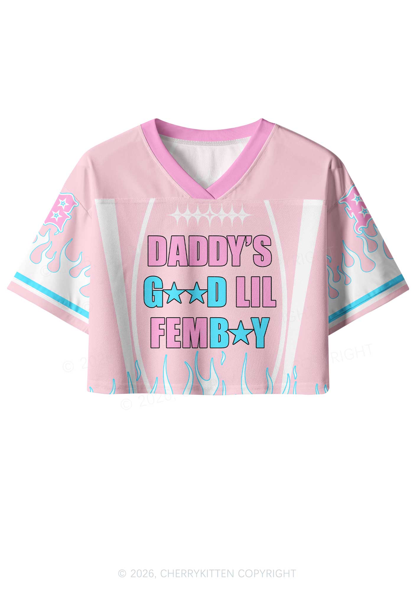 Daddys Good Lil Femboy Pride Y2K Crop Sport Jersey Shirts Cherrykitten