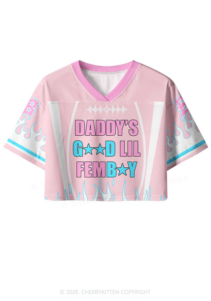 Daddys Good Lil Femboy Pride Y2K Crop Sport Jersey Shirts Cherrykitten