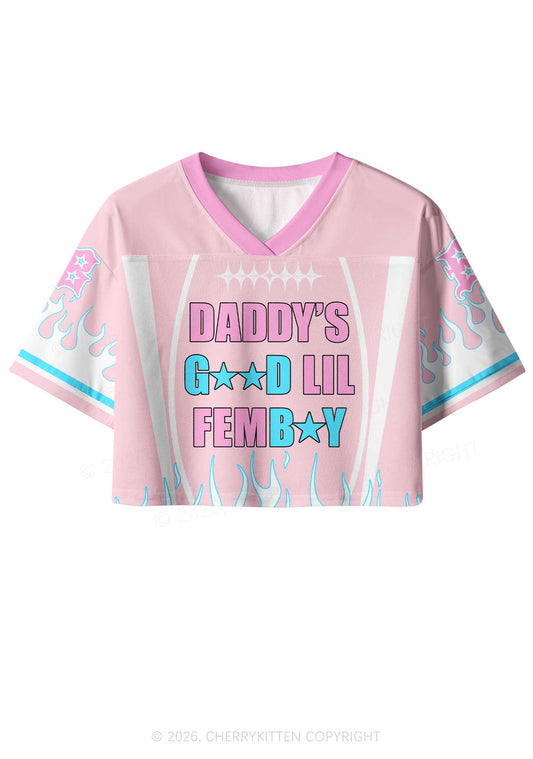 Daddys Good Lil Femboy Pride Y2K Crop Sport Jersey Shirts Cherrykitten