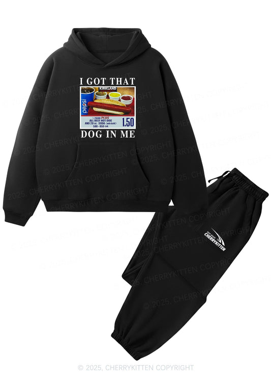 I Got That Hot Dog In Me Y2K Fleece Hoodie Set Cherrykitten