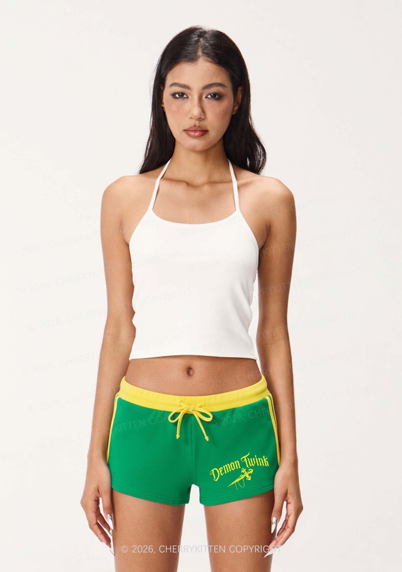 Demon Twink Pride Y2K Drawstring Mini Shorts Cherrykitten
