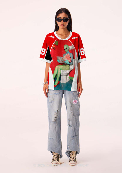 Halloween Alien On Toilet Y2K Sport Jersey Shirts Cherrykitten