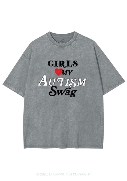 Girls Love Autism Swag Y2K Shirts Washed Tee Cherrykitten