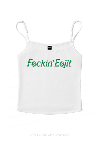Glitter Feckin Eejit St Patricks Y2K Spaghetti Strap Cami Cherrykitten