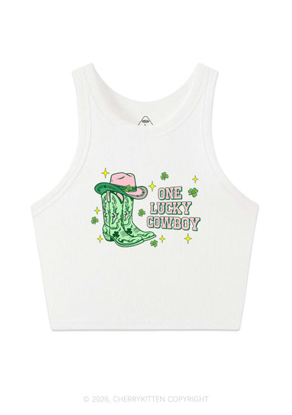 One Lucky Cowboy Boots St Patricks Y2K Crop Tank Top Cherrykitten