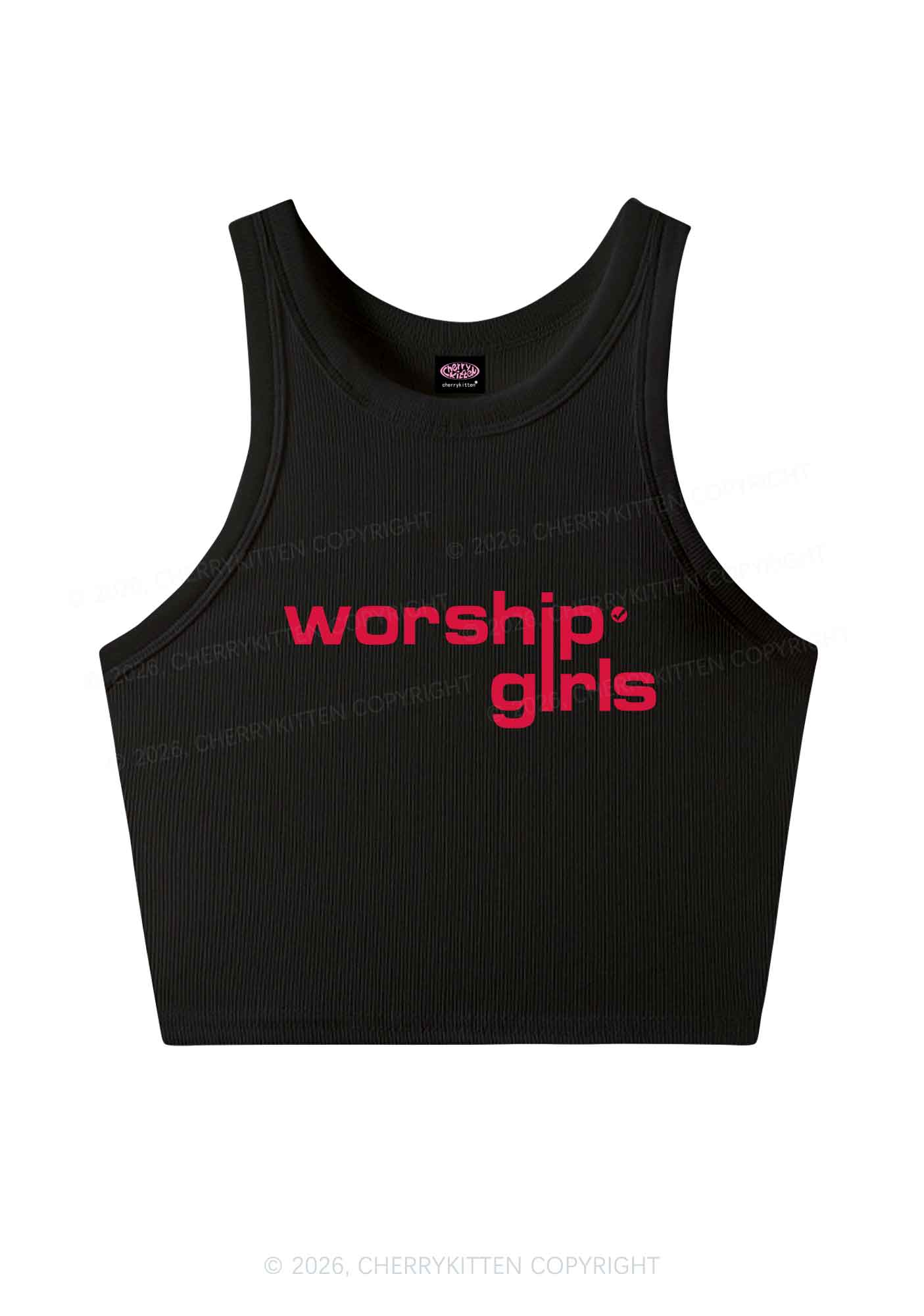 Worship Girls Pride Y2K Crop Tank Top Cherrykitten