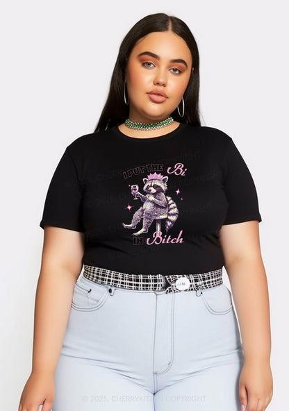 Curvy Bi Bxxch Raccoon Pride Y2K Baby Tee Cherrykitten