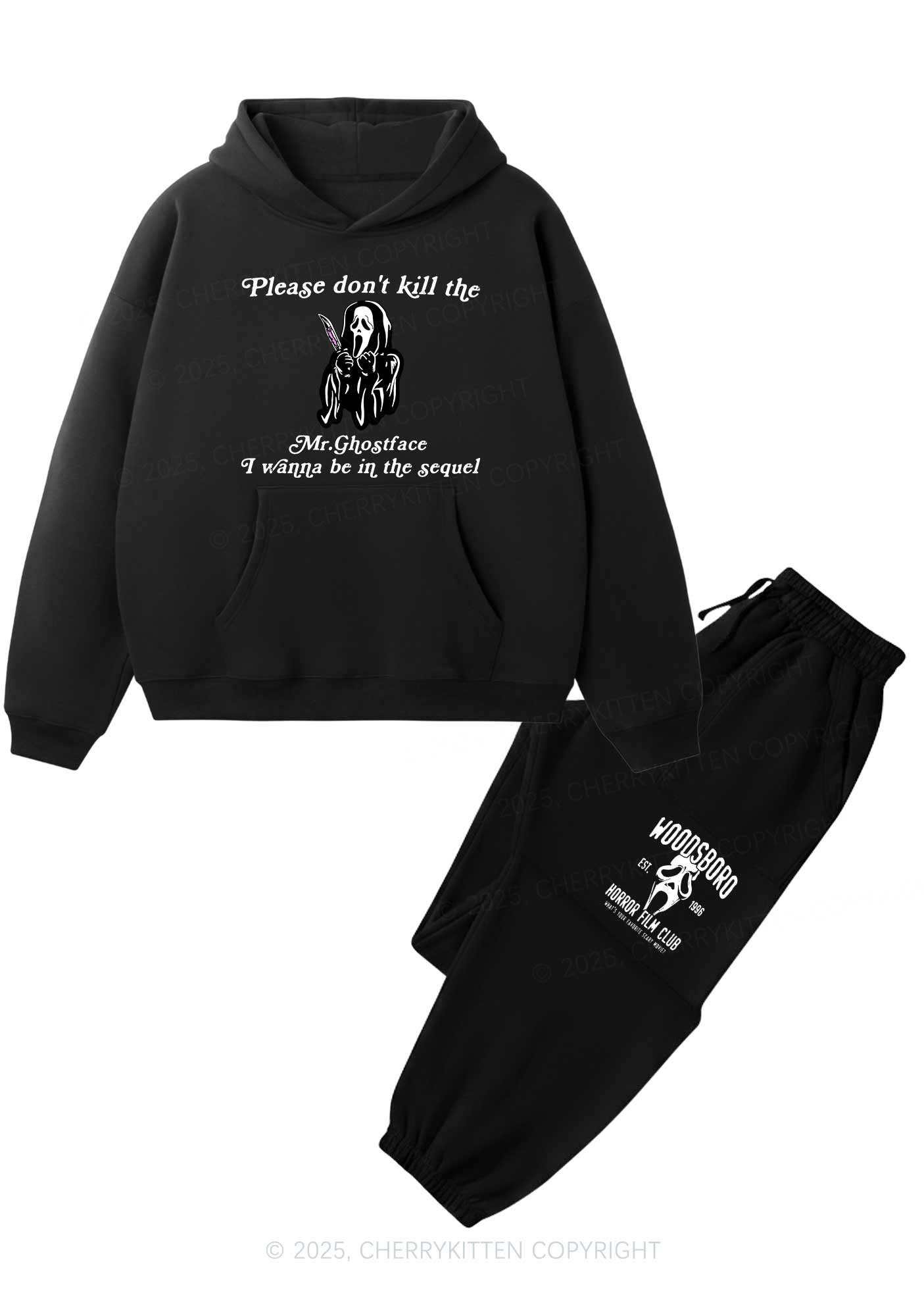 Halloween In The Sequel Y2K Fleece Hoodie Set Cherrykitten