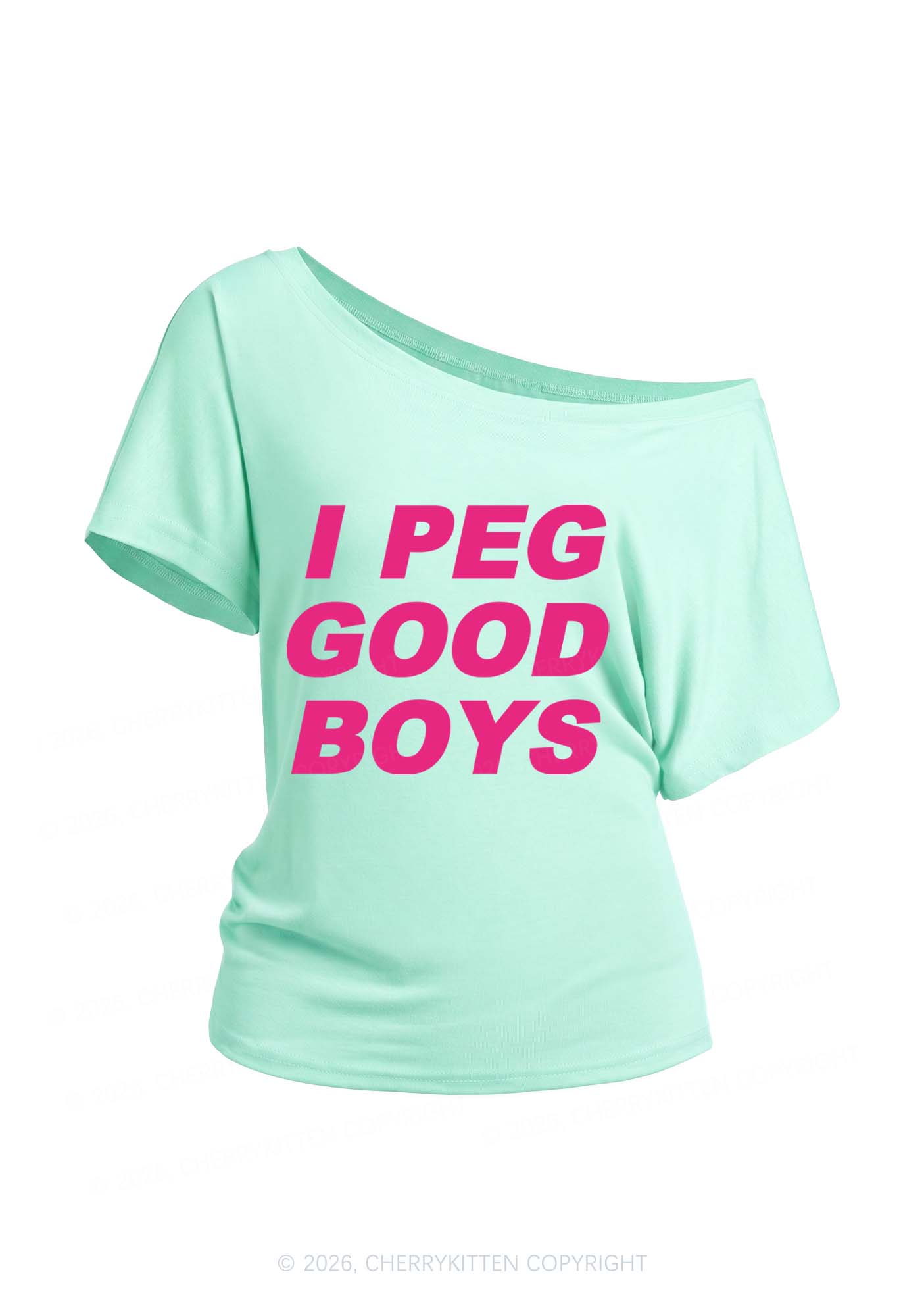 I Peg Good Boys Y2K Off Shoulder Tee Cherrykitten