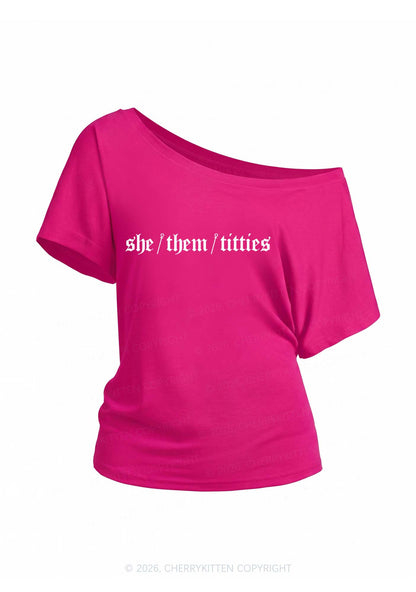 She Them Txtties Pride Y2K Off Shoulder Tee Cherrykitten