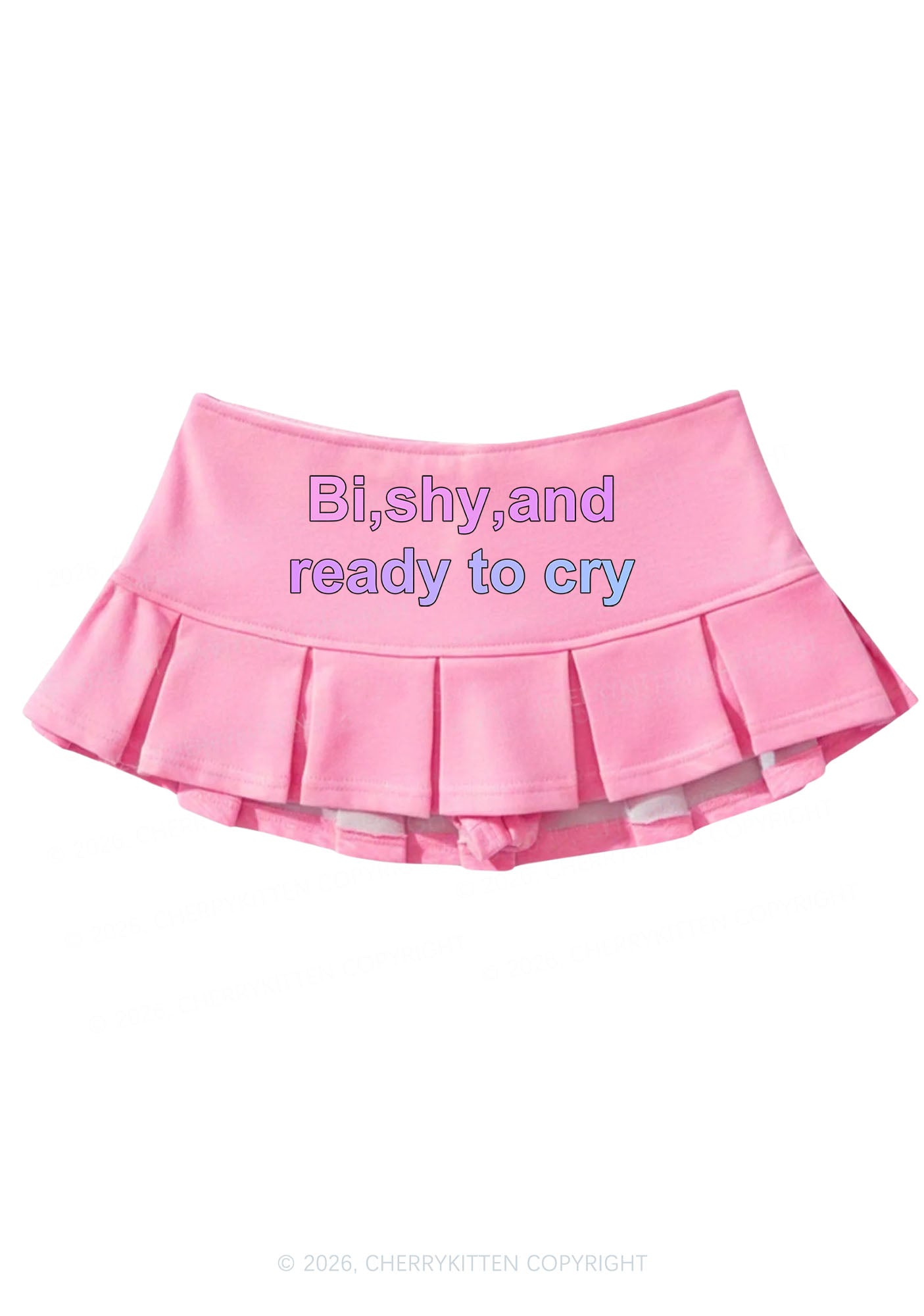 Bi Shy And Ready To Cry Pride Y2K Mini Pleated Skirts Cherrykitten