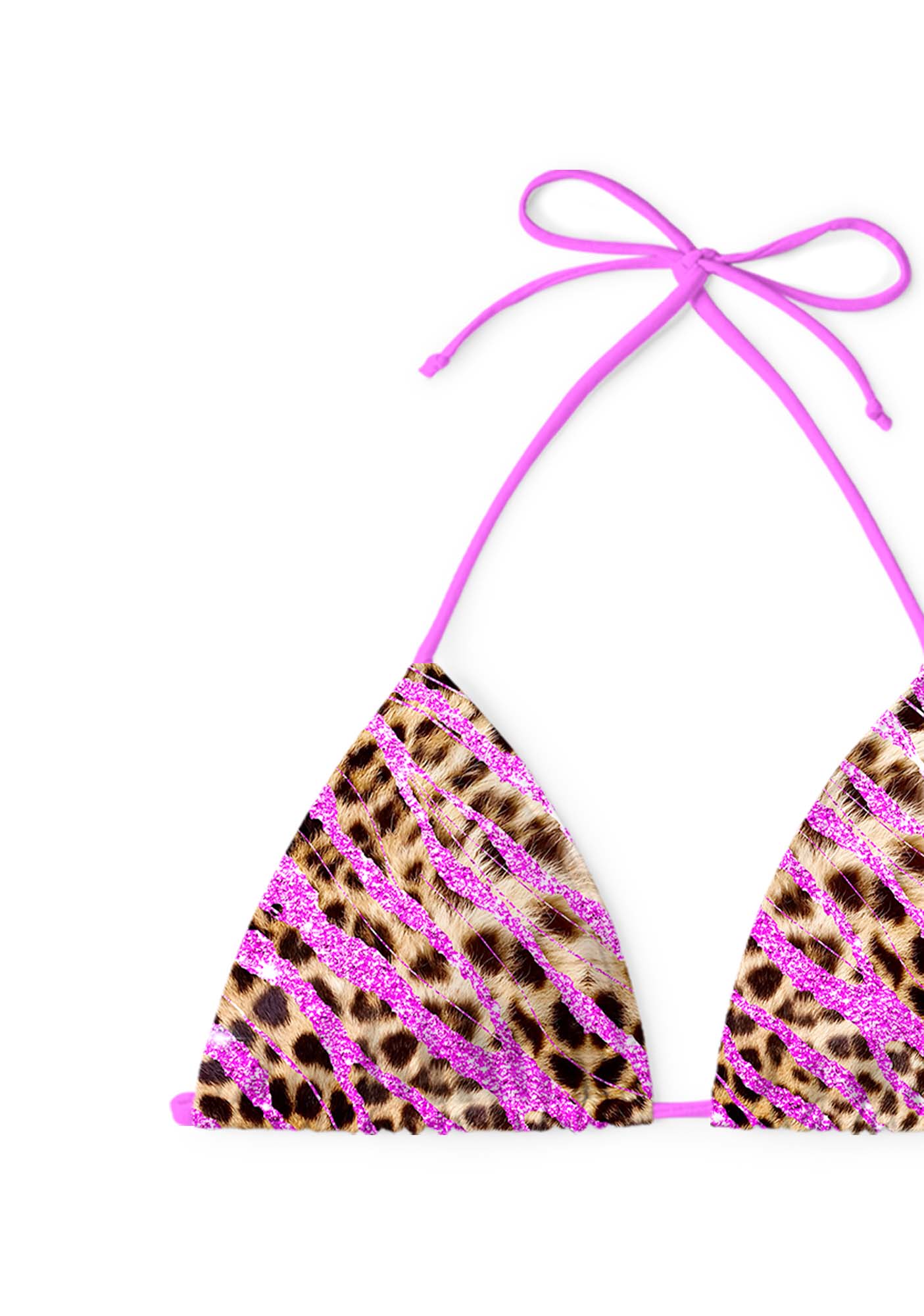 Sparkle Pink Leopard Y2K Print Bikini Set Cherrykitten