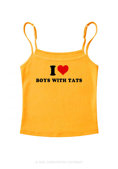 I Love Boys With Tats  Y2K Spaghetti Strap Cami Cherrykitten
