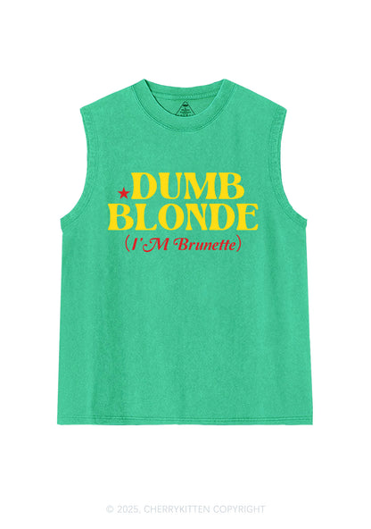 Dumb Blonde Brunette Y2K Washed Muscle Tank Cherrykitten