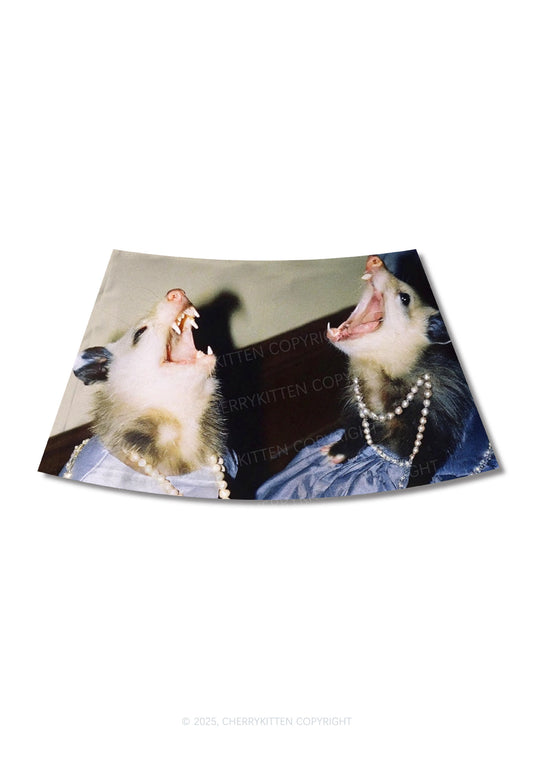 Princess Rats Y2K Print Mini Skirt Cherrykitten