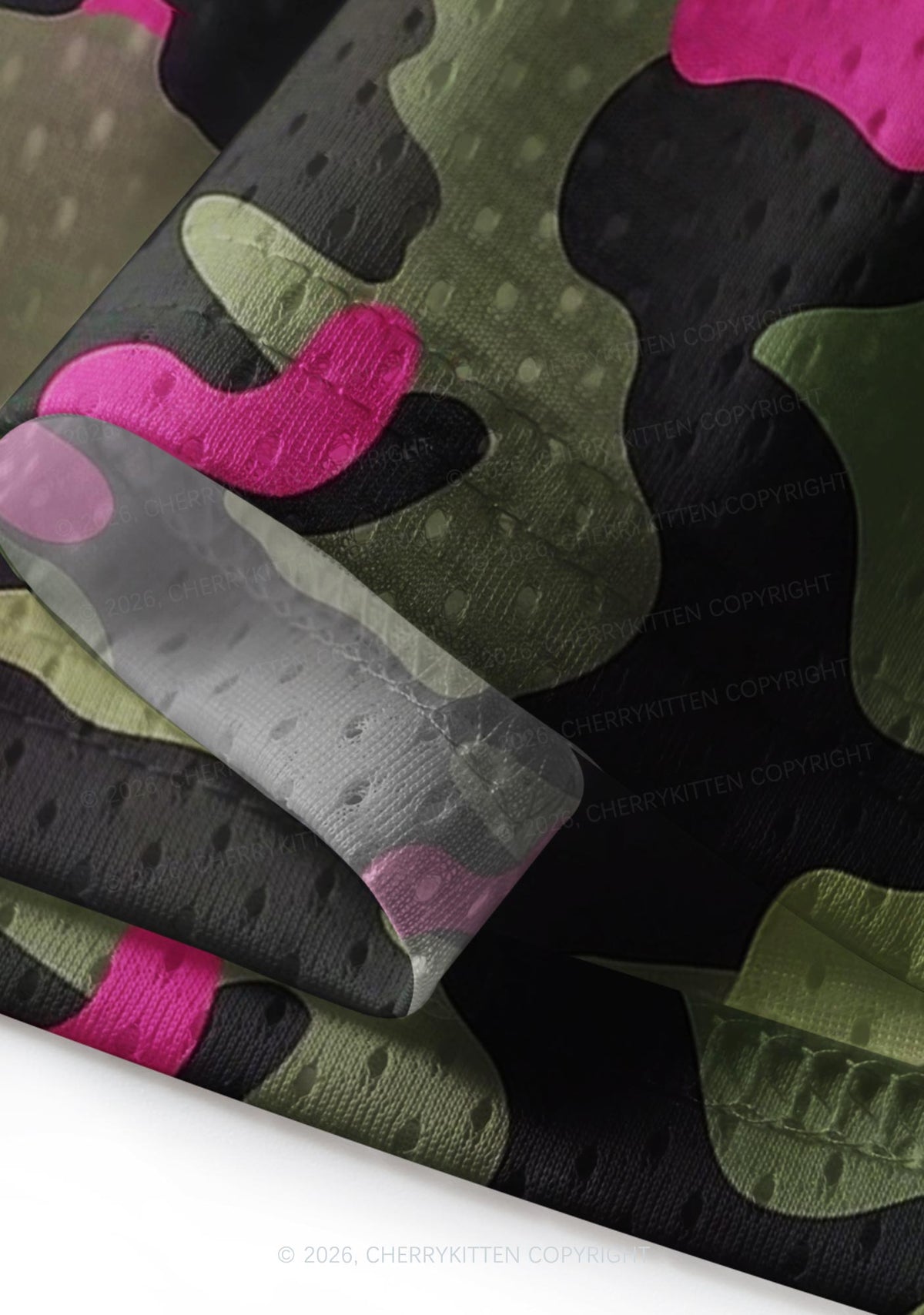 Green And Hot Pink Camo Y2K Sport Jersey Drawstring Midi Skirt Cherrykitten