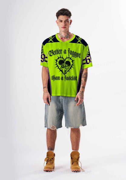 Green Better Faggot Than Fascist Pride Y2K Sport Jersey Shirts Cherrykitten