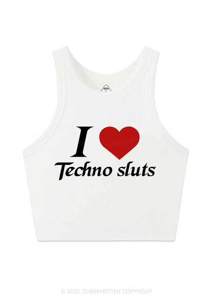 I Love Techno Slxts Y2K Crop Tank Top Cherrykitten