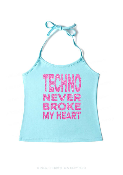 Glitter Techno Heart Y2K Halter Neck Cami Cherrykitten