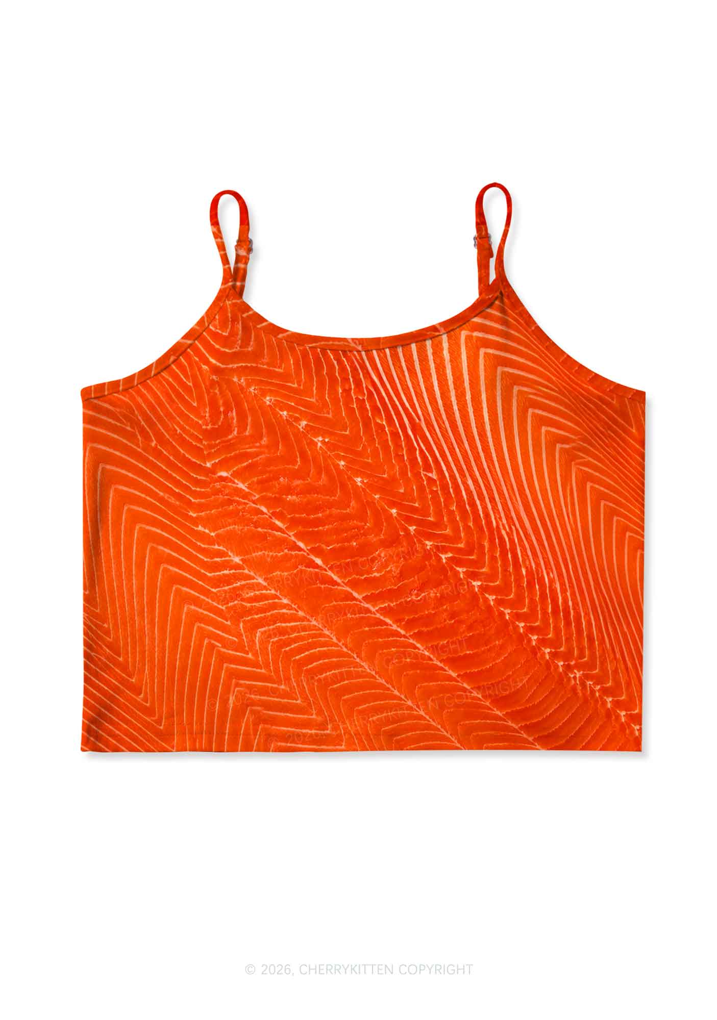 Salmon Meat Texture Y2K Print Cami Crop Top Cherrykitten