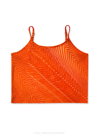 Salmon Meat Texture Y2K Print Cami Crop Top Cherrykitten