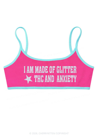 Made Of Glitter Thc Anxiety Y2K Super Crop Cami Cherrykitten