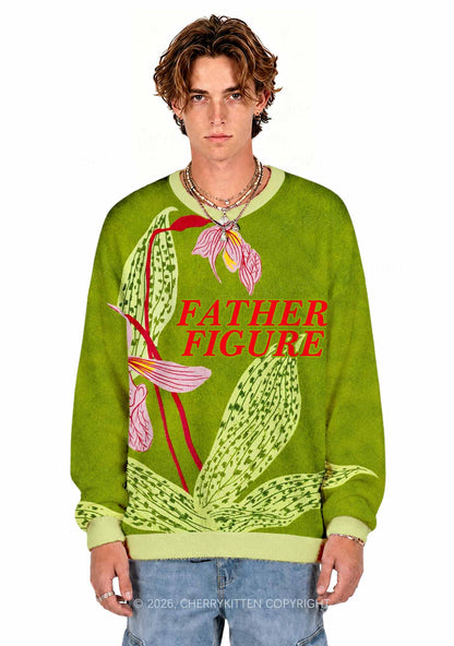 Flower Father Figure Y2K Knit Sweatshirt Cherrykitten
