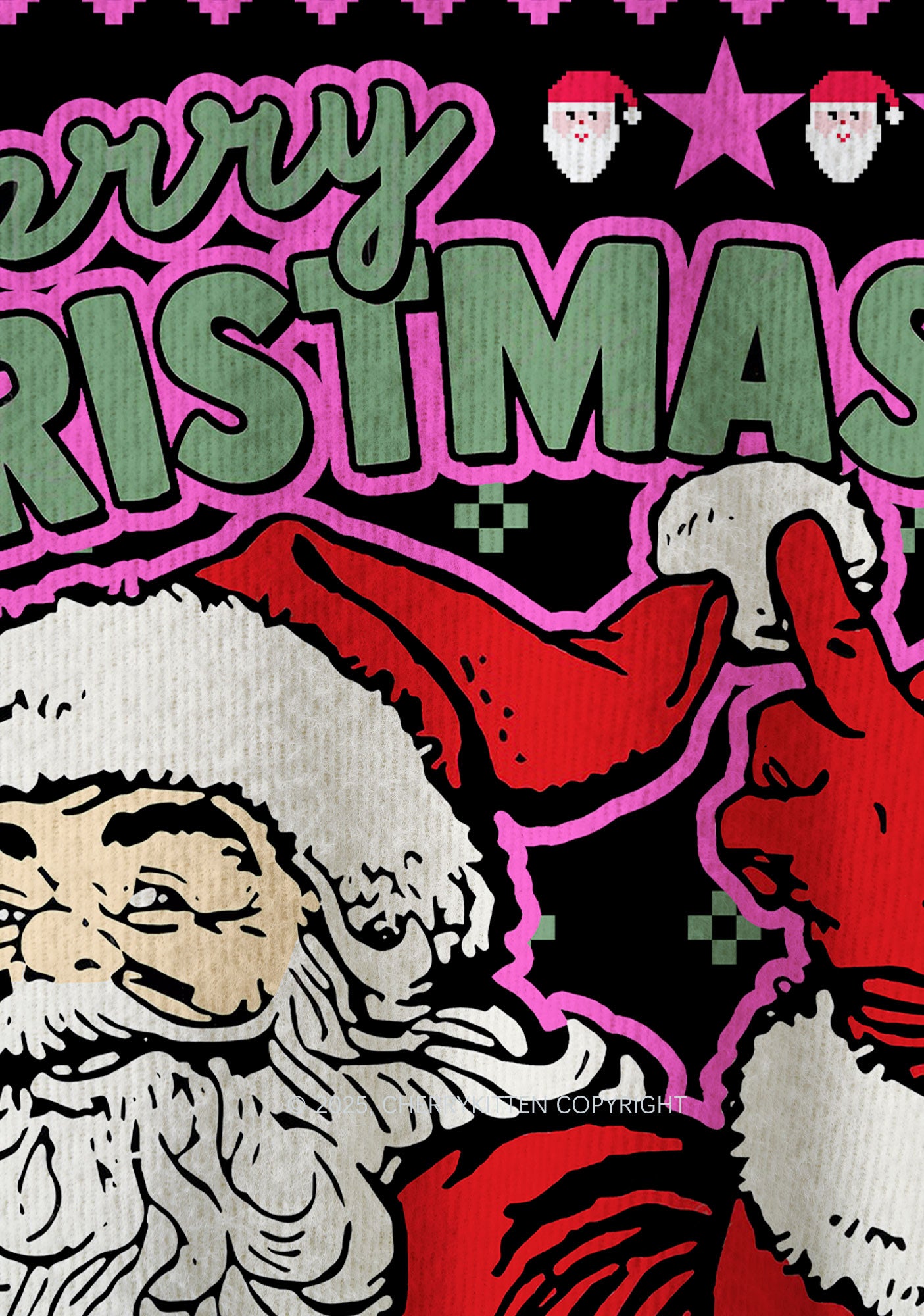 Merry Santa Y2K Christmas Knit Sweatshirt Cherrykitten