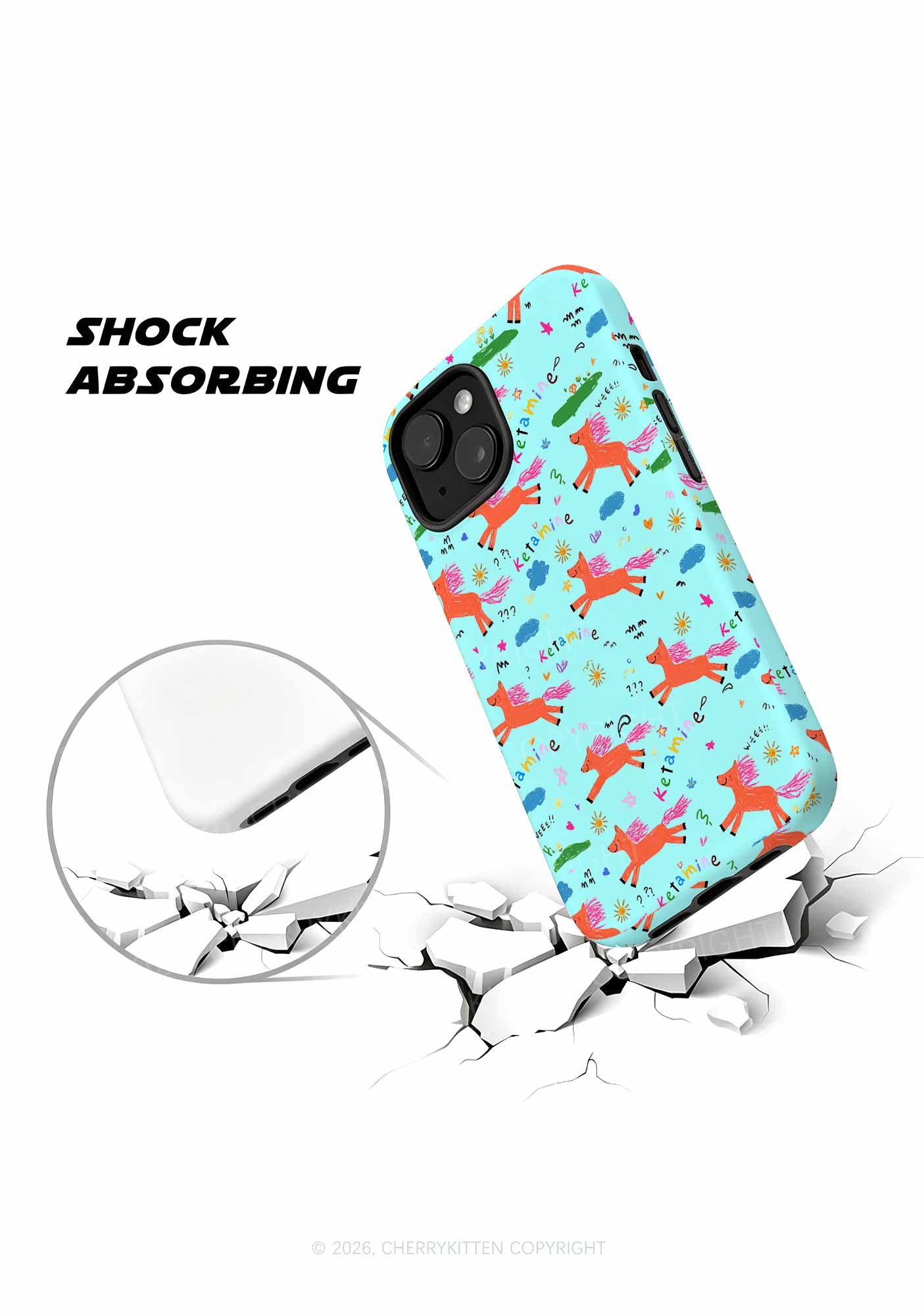 Orange Pony On Mint Green Y2K Phone Case Cherrykitten