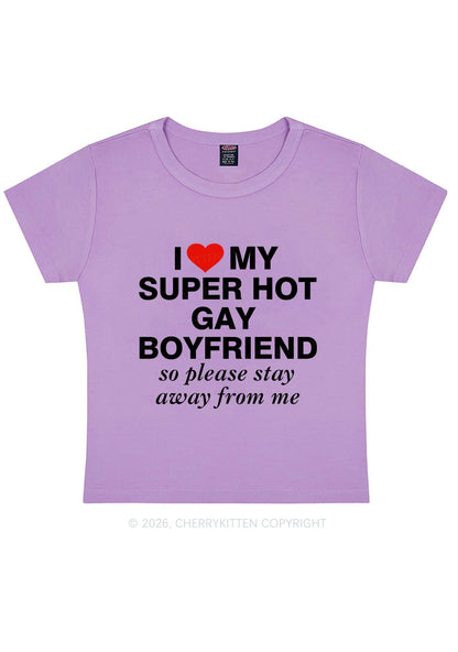 I Love My Super Hot Gay BF Pride Y2K Baby Tee Cherrykitten