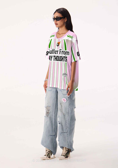 Pink Green Stripes Suffer From Gay Thoughts Pride Y2K Sport Jersey Shirts Cherrykitten