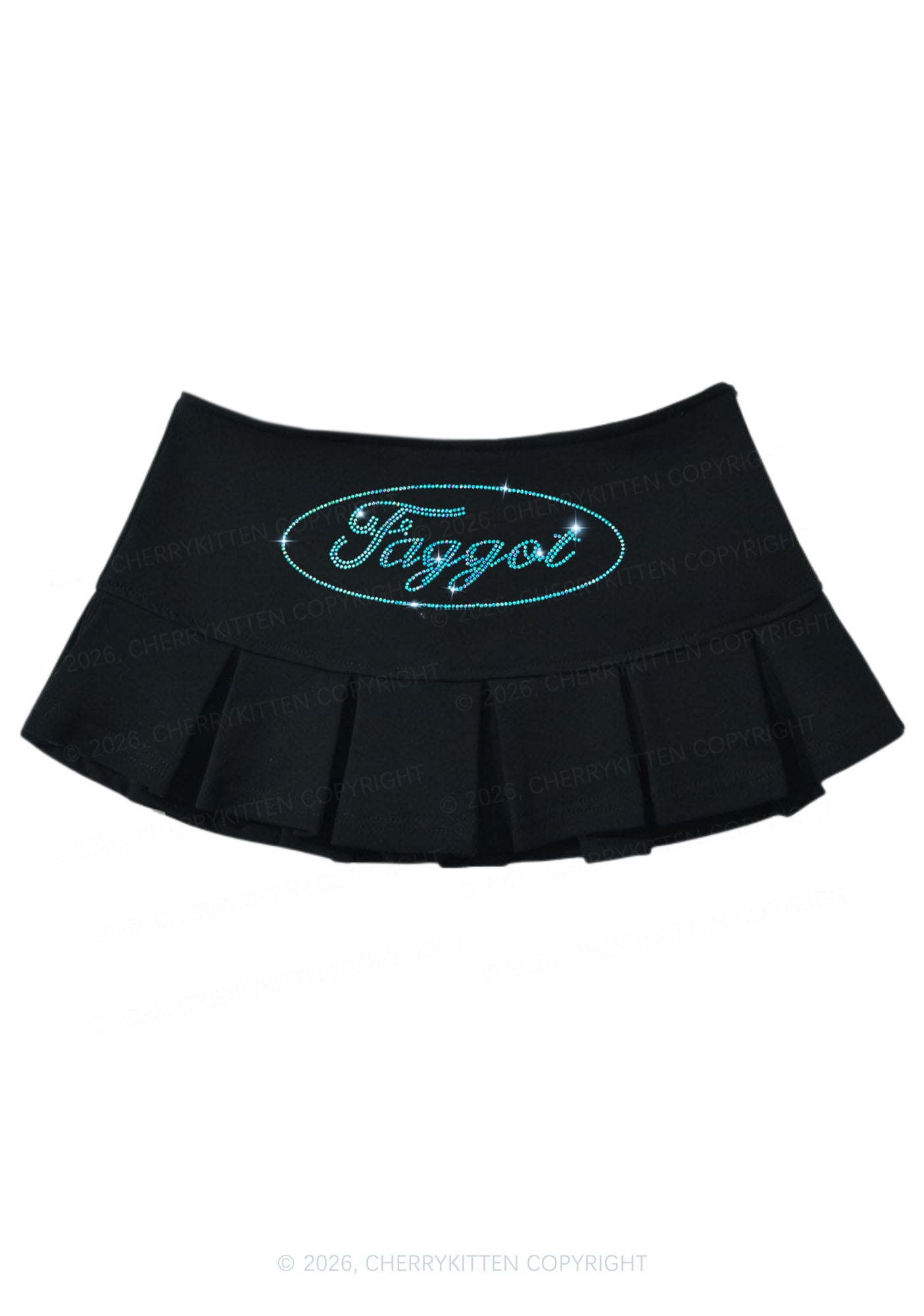 Rhinestone Oval Faggot Pride Y2K Mini Pleated Skirts Cherrykitten