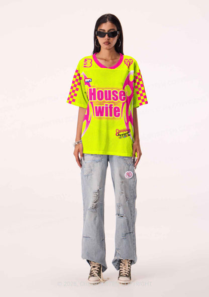 Lime Yellow House Wife Y2K Sport Jersey Shirts Cherrykitten