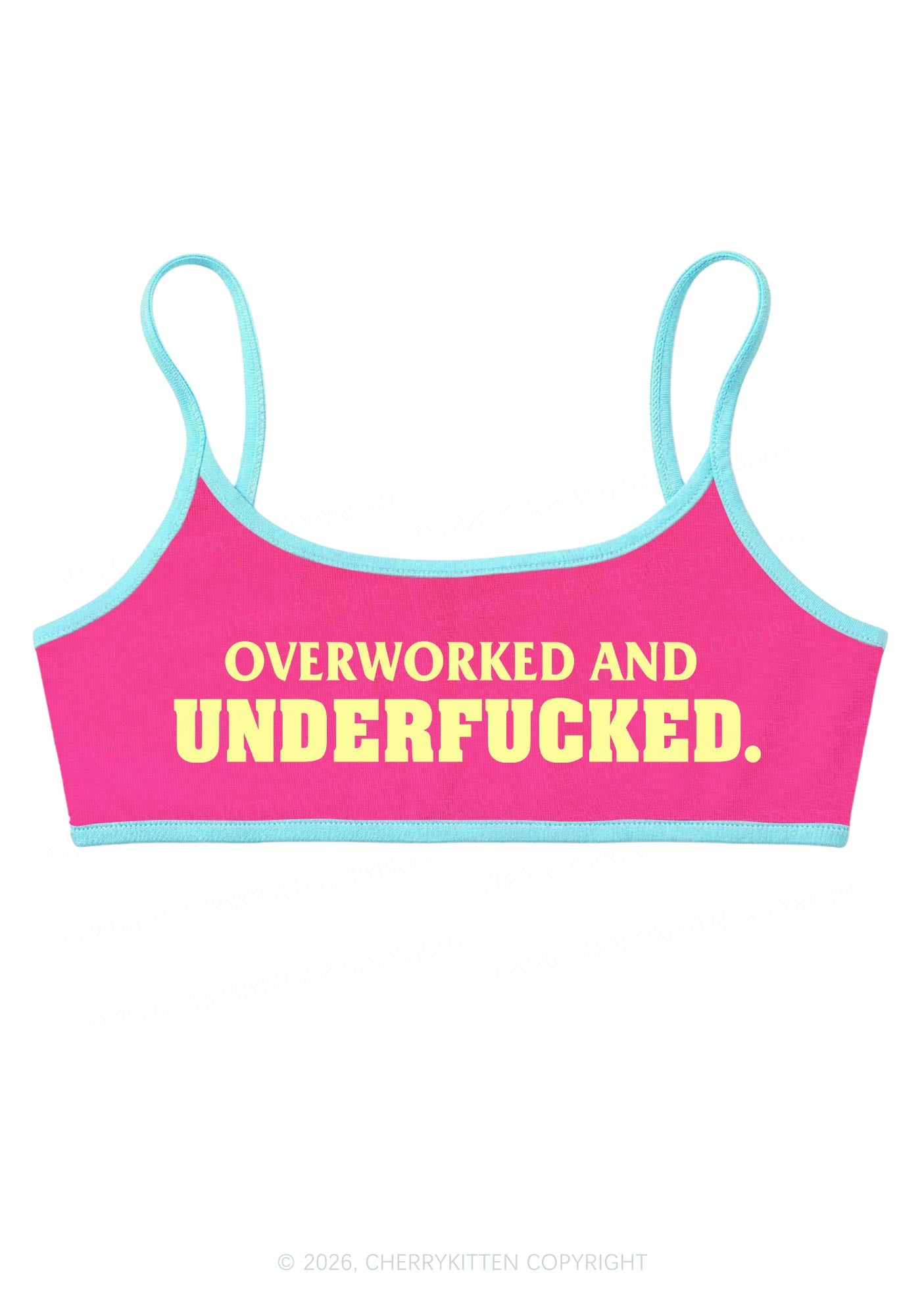 Overworked And Underfxxked Y2K Super Crop Cami Cherrykitten