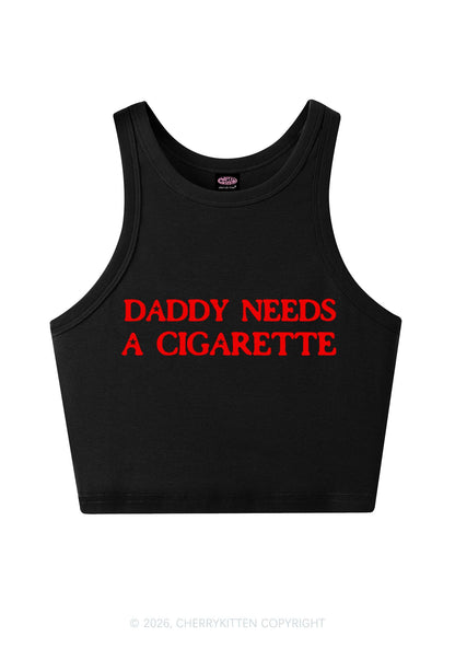 Daddy Needs A Cigarette Y2K Crop Tank Top Cherrykitten