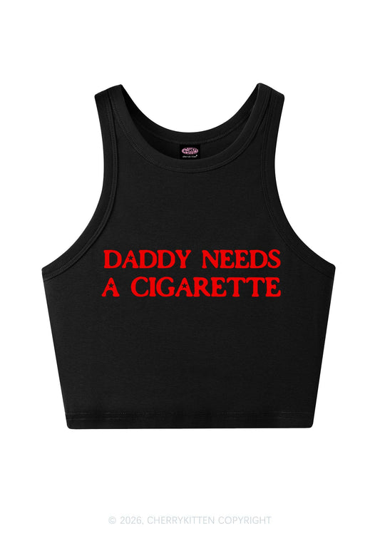 Daddy Needs A Cigarette Y2K Crop Tank Top Cherrykitten