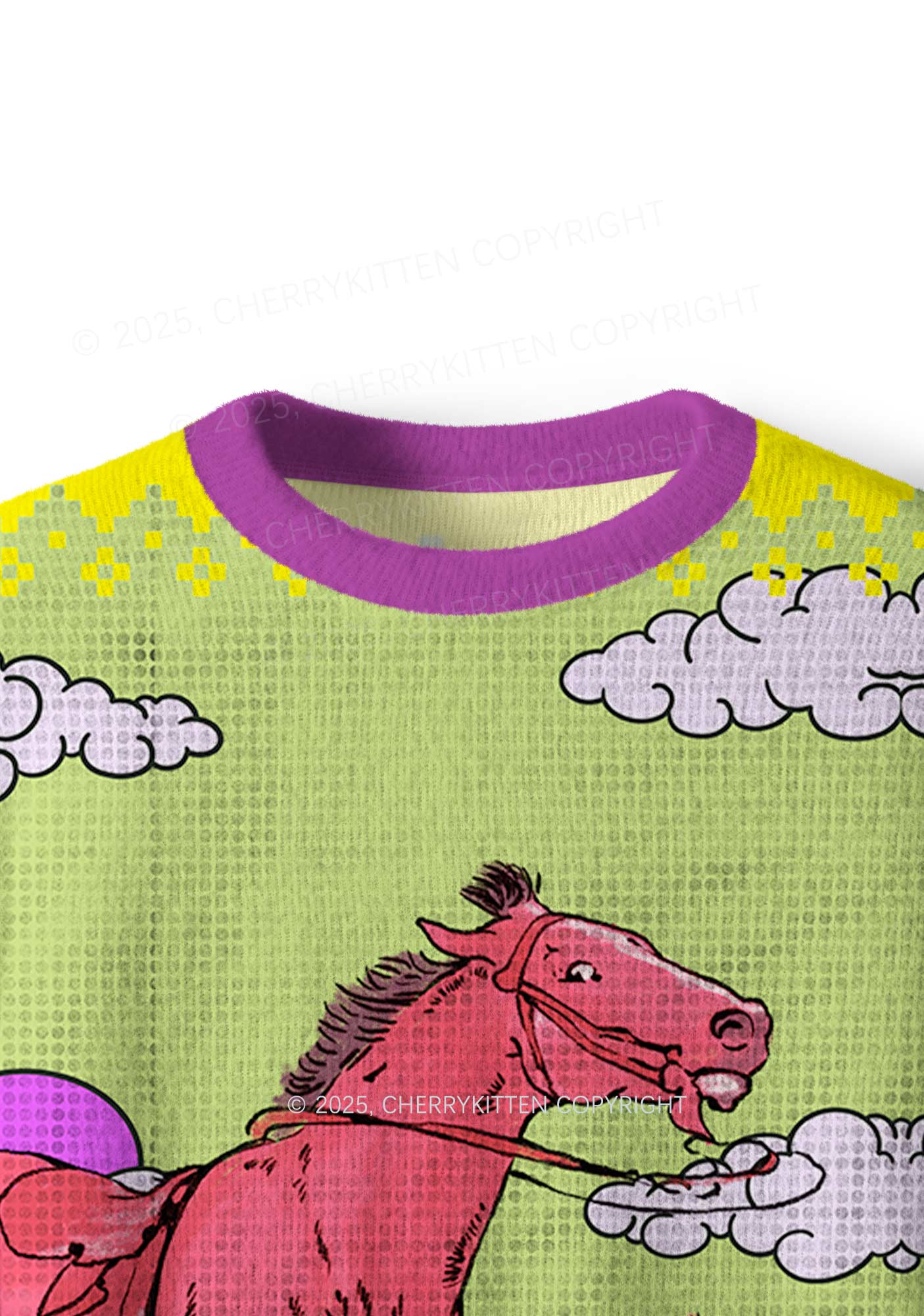 Red Horse Y2K Christmas Knit Sweatshirt Cherrykitten